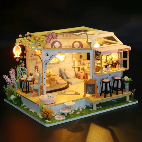 Vista 3 de MAGQOO Casa de muñecas en miniatura con muebles, kit de casa de muñecas de madera, casa pequeña, kit de casa de bricolaje, idea creativa