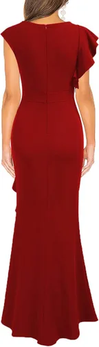 Vista 2 de WOOSEA - Vestido largo ceñido de cóctel estilo sirena con apertura lateral para mujer