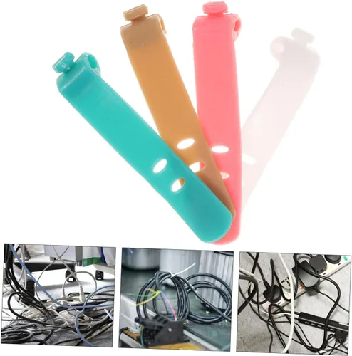Vista 3 de Organizador de cables de silicona para auriculares y cables USB, banda de amarre suave para almacenamiento, solución de gestión de cables