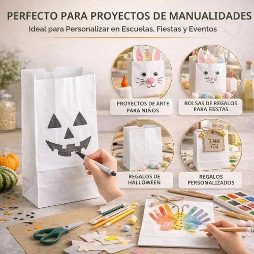 Vista 5 de Perfect Stix Bolsas de Papel Kraft Blanco de 4lb - 5" de Ancho x 9 3/4" de Alto con Fuelle de 3 1/8". Paquete de 100ct (Bolsa Kraft Blanca 4-100)