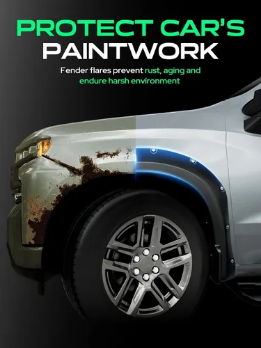 Vista 8 de YHTAUTO Guardabarros estilo remachado con pernos de bolsillo, compatibles con Chevy Silverado 2500 HD/3500 HD 2020-2024, juego de 4, protector