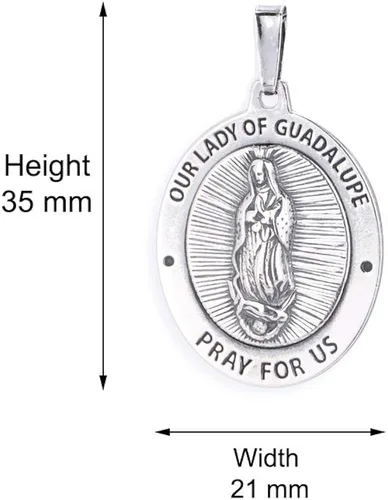 Vista 2 de Vanbelle Rhodium Plated 925 Sterling Silver Our Lady of Guadalupe Medal Pendant Necklace for Men and Women