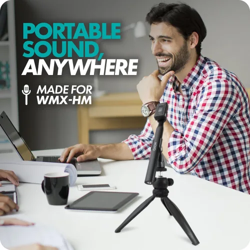Vista 6 de Movo HMT-2 Soporte de micrófono de trípode de mesa para Movo WMX-HM y Rode Interview Go Adaptadores de micrófono inalámbrico de mano. Perfecto