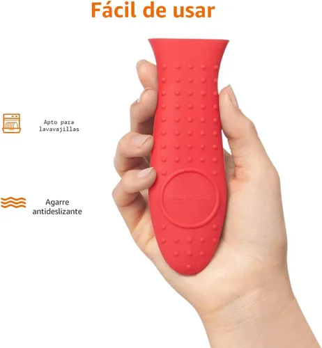 Vista 2 de Amazon Basics Soporte de silicona para olla, sartén caliente, funda rectangular para cocina, color rojo, 5.6 pulgadas de largo x 1.9 pulgadas