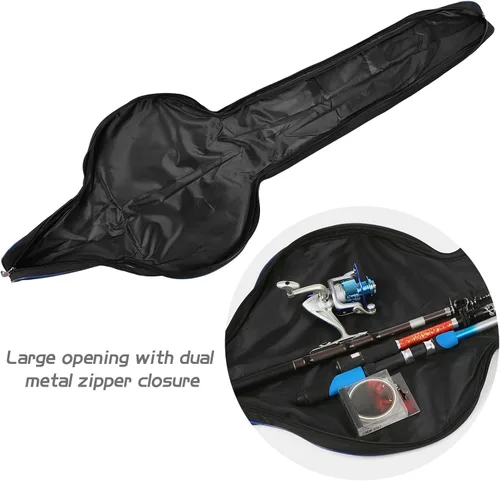 Vista 3 de Bolsa para caña de pescar – Funda protectora de caña y carrete de 63 pulgadas, funda plegable portátil, almacenamiento y organizador de aparejos