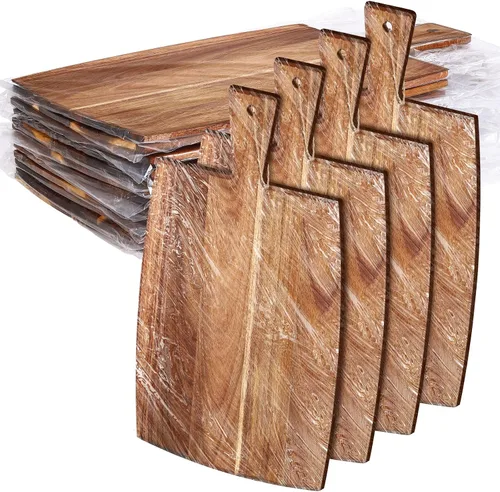 Vista 17 de Patelai Juego de 12 Tablas de Cortar de Madera con Asas, Tabla de Cortar Grande para Servir en la Cocina, Tabla de Cortar Lisa, Regalos a Granel