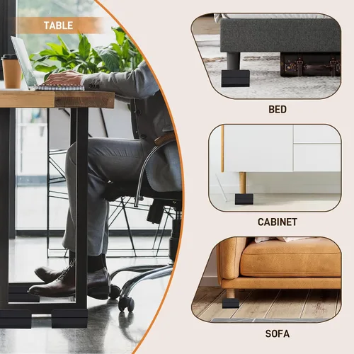 Vista 7 de Elevador de Cama, Bloques de Elevación de Muebles, Estilizaciones de 3 Pulgadas de Alta Resistencia para Cama, Sofá, Escritorio, Mesa, Soporte