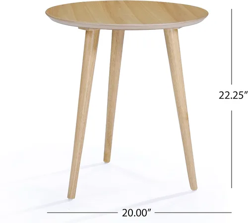 Vista 3 de Evangeline - Mesa auxiliar de madera acabada con superposición de madera sintética (roble natural)