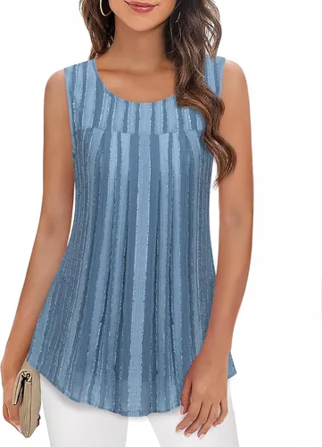 Vista 48 de Timeson - Camiseta de gasa sin mangas, blusa tipo túnica informal de doble capa para mujer