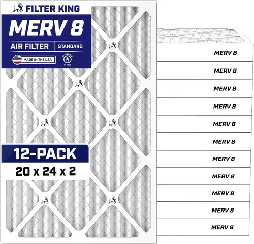 Vista 170 de Filter King Filtro de aire de 5.88 x 12.13 x 1 (MERV 8) (paquete de 12) filtros de horno de CA para control de polvo y alergias, fabricados en EE.