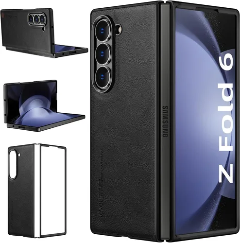 Vista 10 de X-level Funda para Samsung Galaxy Z Flip 6, delgada funda delgada de piel sintética para teléfono, TPU suave, a prueba de golpes, protección Negro