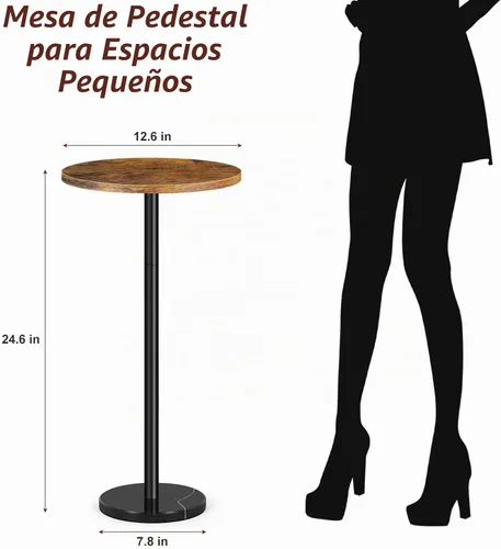 Vista 2 de smusei Paquete de 2 mesas auxiliares redondas pequeñas con base de mármol, mesa de pedestal para espacios pequeños, mesa auxiliar redonda para sala