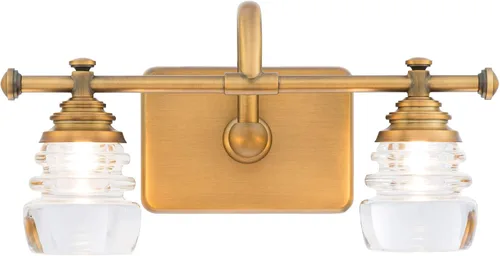 Vista 3 de WAC Lighting dweLED, Rondelle - Lámpara LED de 2 luces para tocador de baño o pared de 3000 K en latón envejecido