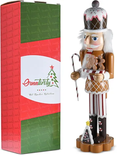 Vista 4 de Ornativity Cascanueces de Navidad Pan de Jengibre del País de los Dulces – Cascanueces de Madera de Dulces con Bastón de Caramelo y Galletas