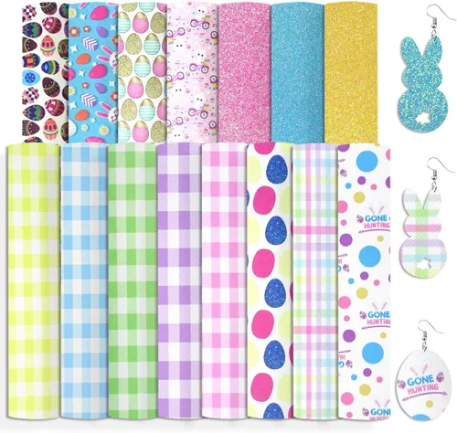 Vista 7 de Hying 8 hojas de cuero sintético rosa de San Valentín para manualidades, hoja de cuero sintético con purpurina de 8 x 13 pulgadas, hojas de tela