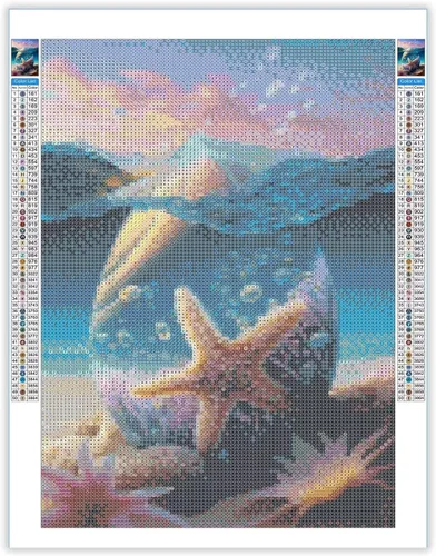 Vista 2 de CoHraeu Pintura de diamantes 5D de playa oceánica para adultos, kit de pintura de diamantes de estrella de mar, arte y manualidades con diamantes