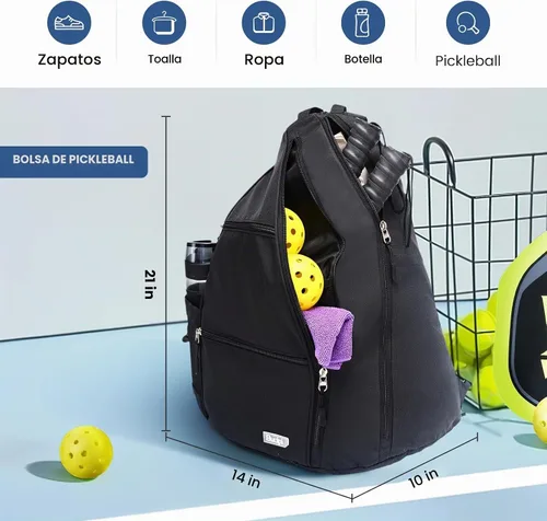 Vista 4 de Sucipi Pickleball Bag for Men & Women,Convertible Backpack with Fence Hook Negro