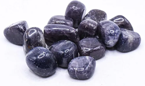 Vista 7 de Piedras de iolita azul púrpura pulidas naturales "zafiro de agua", cordierita dicroita, piedras preciosas de cristal mineral espumoso, especímenes