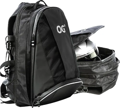 Vista 8 de OG Original CityRunner Mochila para motocicleta, impermeable, expandible, 30-35L, bolsa para casco de motocicleta, correa para casco, gran