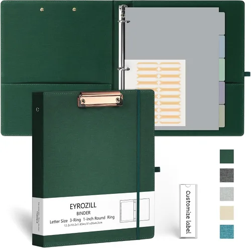 Vista 16 de EYROZILL Carpeta de 3 anillas, organizador de carpetas de lino de 1 pulgada para tamaño carta (8.5 x 11 pulgadas) con 5 separadores de pestañas