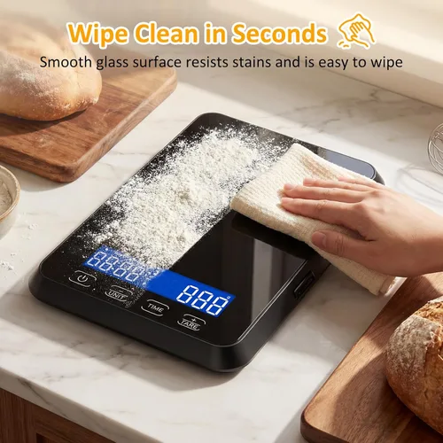 Vista 6 de Báscula de cocina, báscula de alimentos de 33 libras para hornear y cocinar Negro