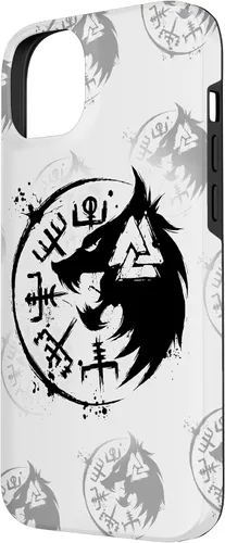 Vista 2 de iPhone 14 Plus Fenrir Wolf Fenris-Wolf - Viking Vegvisir Valknut Case