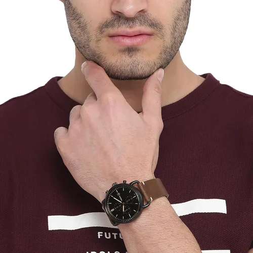 Vista 6 de Fossil Commuter - Reloj de cuarzo para hombre de acero inoxidable y piel estilo casual