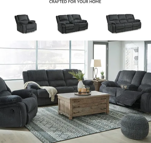 Vista 5 de Signature Design by Ashley - Sillón reclinable tapizado contemporáneo Draycoll - Ajustable - Gris oscuro
