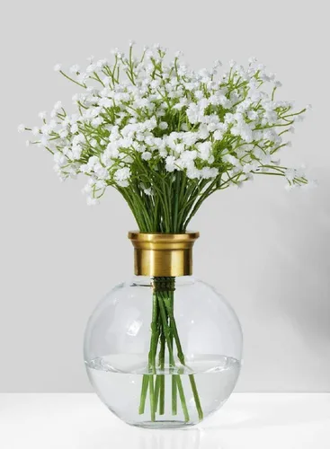 Vista 6 de Serene Spaces Living Jarrón de bola con borde dorado, elegante florero para recepción de boda, mini jarrones para decoración del hogar