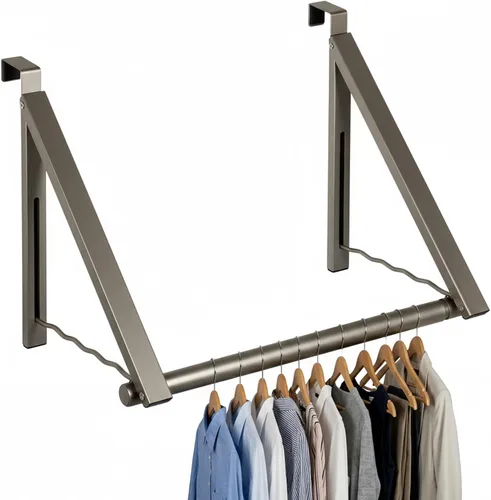 Vista 10 de HOLDN' STORAGE Colgador para colgar sobre la puerta, organizador plegable para colgar ropa, abrigos y toallas, ideal para dormitorios, lavandería