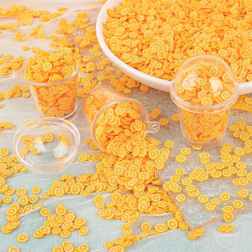 Vista 4 de Framendino, 3.53 oz 3D lindo fruta naranja rebanadas arcilla polímero para decoración de uñas DIY Sandía