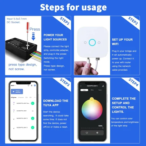 Vista 8 de GLEDOPTO Zigbee Pro RGBCCT Controlador de tira LED RGB CCT RGBW RGBWW 5 en 1 Compatible con SmartThings Amazon Echo Plus App/Control de voz