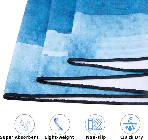 Vista 5 de QiyI Toalla para Esterilla de Yoga con Bolsillos en las Esquinas, Toallas de Yoga Antideslizantes que Absorben el Sudor para Yoga Caliente, Mantas