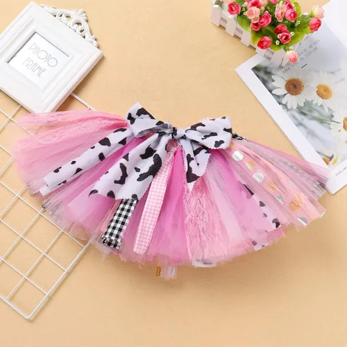 Vista 5 de AWIBMK Conjunto de ropa de 3 piezas para bebé niña de primer cumpleaños con falda tutú, diadema para el primer cumpleaños