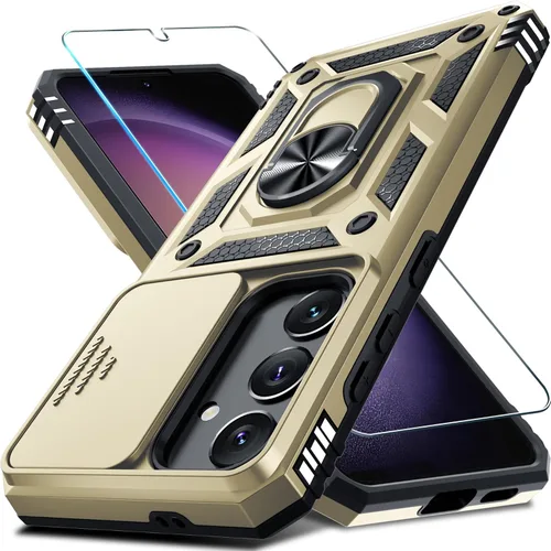 Vista 58 de Janmitta Compatible con Samsung Galaxy S24 FE Funda con Cubierta Deslizante Integrada para Lente de Cámara+Protector de Pantalla+Soporte de Anillo