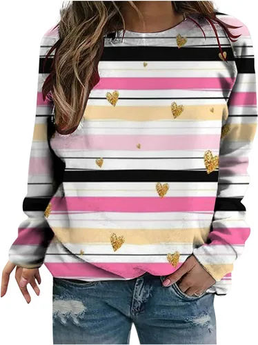 Vista 30 de Sudadera de manga larga con estampado de leopardo y corazón para mujer, para el día de San Valentín, sin botones, para niñas, regalos
