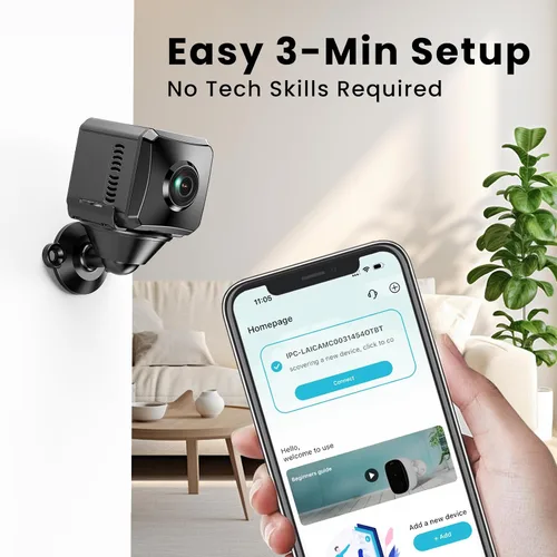 Vista 2 de VIDCASTIVE Cámara Oculta 1080P HD Mini Inalámbrica WiFi de Seguridad con Vista de Ángulo Amplio, Detección de Movimiento Humano AI