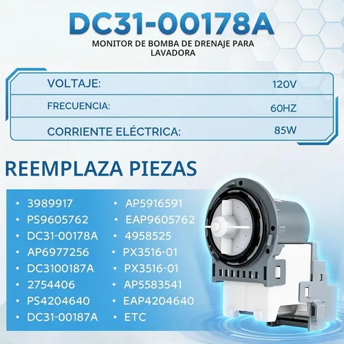 Vista 4 de DC31-00178A PX3516-01 Bomba de drenaje de lavadora para Sumsung