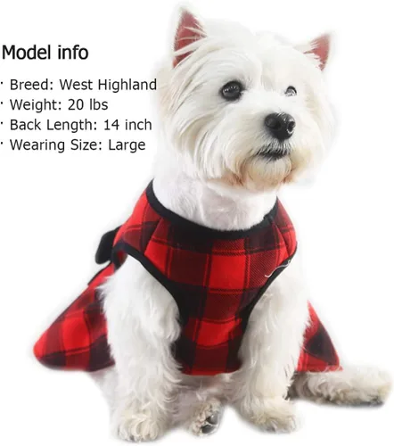 Vista 5 de KYEESE Vestido de Navidad para Perro de Cuadros Búfalo Rojos, Vestidos para Perros con Corbatín, Vestido para Perro Pequeño 0#Buffalo Check
