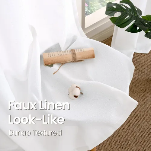 Vista 152 de BGment Cortinas de Lino Beige de 63 Pulgadas de Largo 2 Paneles - Tratamientos para Ventanas con Textura de Arpillera Filtrantes de Luz Cortinas B