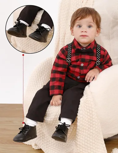 Vista 3 de AGJ Zapatos de vestir Oxford para bebés, niños y niñas, de piel sintética, suela suave, zapatos antideslizantes para caminar y bodas