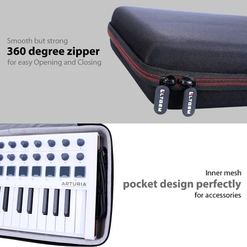 Vista 3 de LTGEM - Funda compatible con controlador MIDI universal Arturia MiniLab 3, color negro (solo funda)