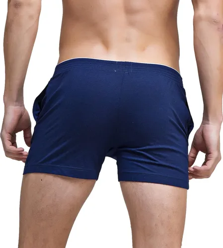 Vista 2 de Pantalones cortos de pijama para hombre con bolsillos marino