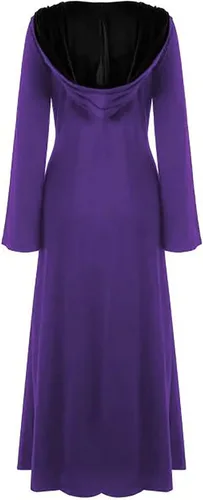 Vista 6 de Vestido renacentista con corsé de manga larga, capa con capucha, corsé con cordones, disfraz de Halloween