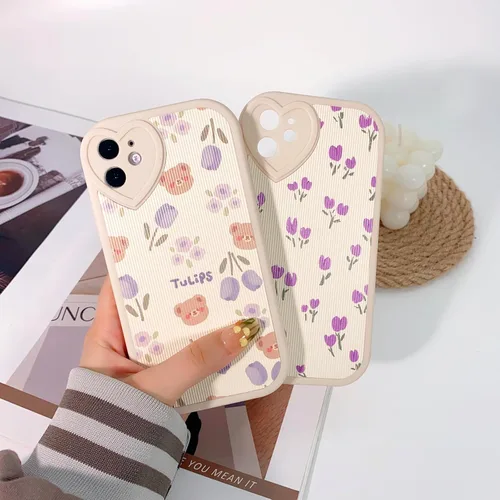 Vista 4 de Lovmooful Funda para iPhone 11 con diseño de oso lindo floral con lentes de Flor de Oso2