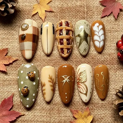 Vista 13 de 24 uñas postizas medianas a presión con forma de almendra, color LMT-7-81