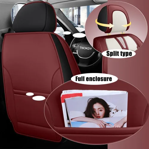 Vista 6 de Fundas de asiento de automóvil para Toyota Matrix 2003-2013, impermeables, de piel sintética, compatibles con bolsas de aire, fundas protectoras