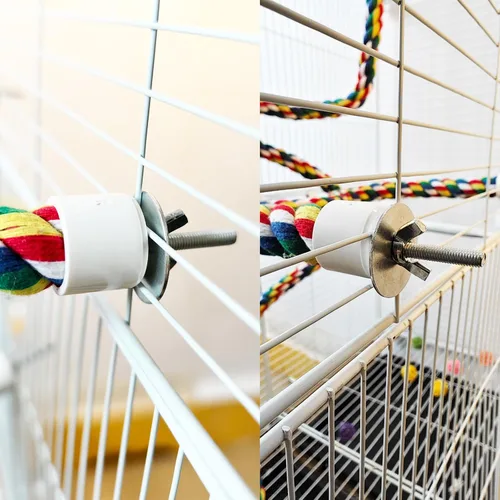 Vista 7 de Perca para pájaros, perca de cuerda para pájaros y percha de cuerda, perchas para pájaros para jaula, perca de cuerda para conures, loros, cacatúa