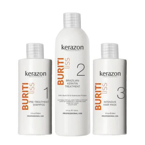 Vista 10 de Kit de tratamiento de alisado de queratina brasileña 2fl.oz Buriti Liss Collagen Pro para todo tipo de cabello