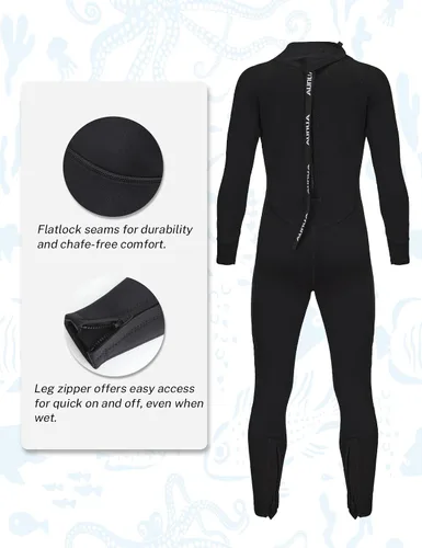 Vista 4 de Traje de neopreno para niños y niñas, traje de neopreno completo de 3/0.079 in y traje corto de 0.118 in para natación, surf